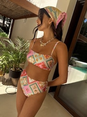Never Fully Dressed Pink/Orange Tile High Waisted Bikini Bottoms - Image 3 of 3