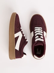 Friends Like These Burgundy Red Standard Fit Lace-Up Retro Gumsole Sports Trainers - Image 1 of 5