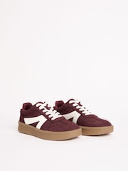 Friends Like These Burgundy Red Standard Fit Lace-Up Retro Gumsole Sports Trainers - Image 4 of 5