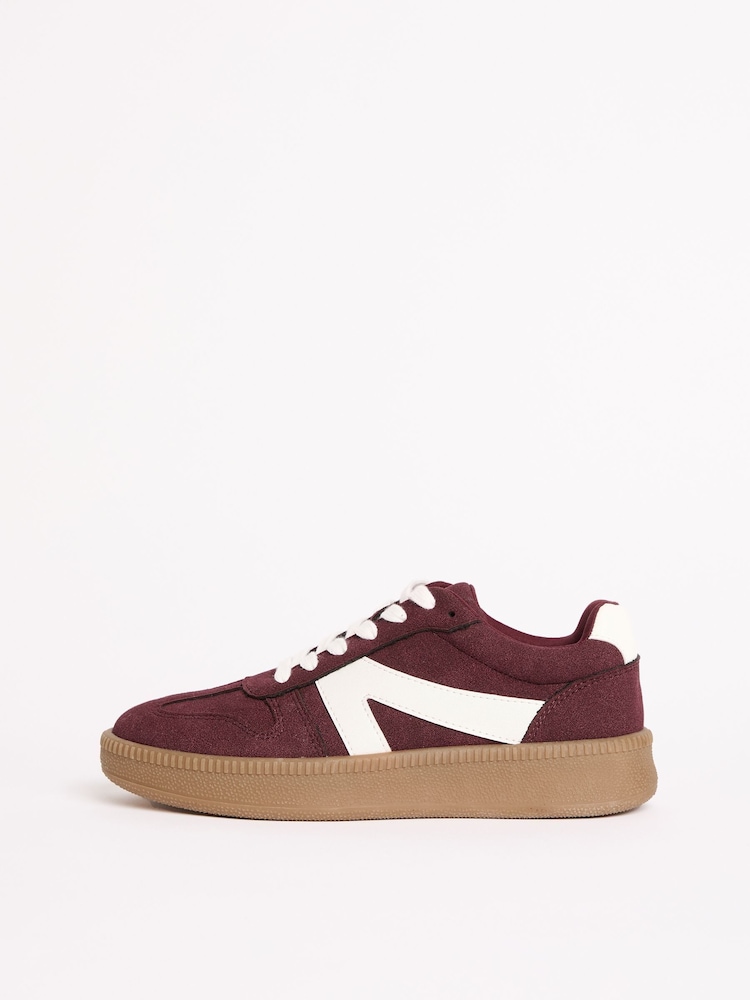 Friends Like These Burgundy Red Standard Fit Lace-Up Retro Gumsole Sports Trainers - Image 5 of 5