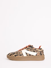 Friends Like These Brown Leopard Print Standard Fit Lace-Up Retro Gumsole Sports Trainers - Image 2 of 5