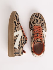 Friends Like These Brown Leopard Print Standard Fit Lace-Up Retro Gumsole Sports Trainers - Image 3 of 5