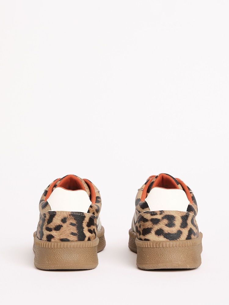 Friends Like These Brown Leopard Print Standard Fit Lace-Up Retro Gumsole Sports Trainers - Image 5 of 5 Friends Like These Brown Leopard Print Standard Fit Lace-Up Retro Gumsole Sports Trainers - Image 5 of 5