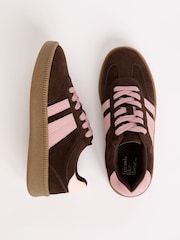Friends Like These Chocolate Brown Standard Fit Lace-Up Retro Gumsole Sports Trainers - Image 2 of 5