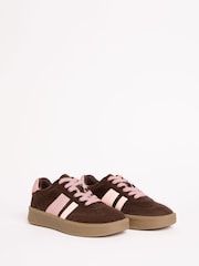 Friends Like These Chocolate Brown Standard Fit Lace-Up Retro Gumsole Sports Trainers - Image 3 of 5
