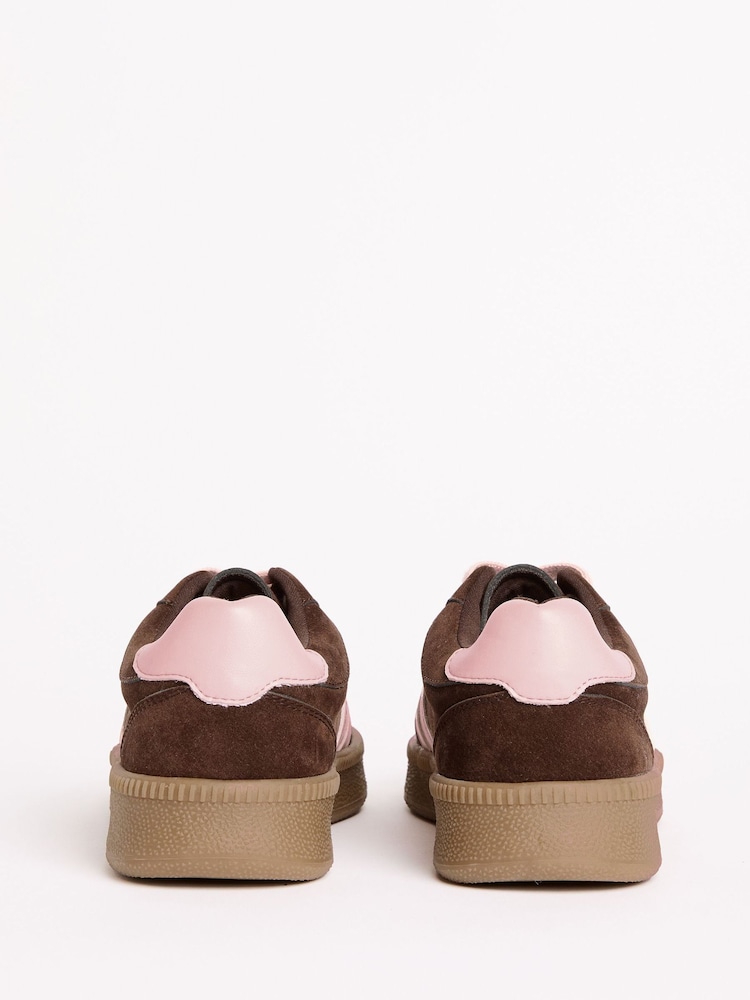 Friends Like These Chocolate Brown Standard Fit Lace-Up Retro Gumsole Sports Trainers - Image 5 of 5 Friends Like These Chocolate Brown Standard Fit Lace-Up Retro Gumsole Sports Trainers - Image 5 of 5
