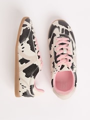 Friends Like These Cow Print Slim Runner Lace-Up Retro Gumsole Sports Trainers - Image 1 of 5