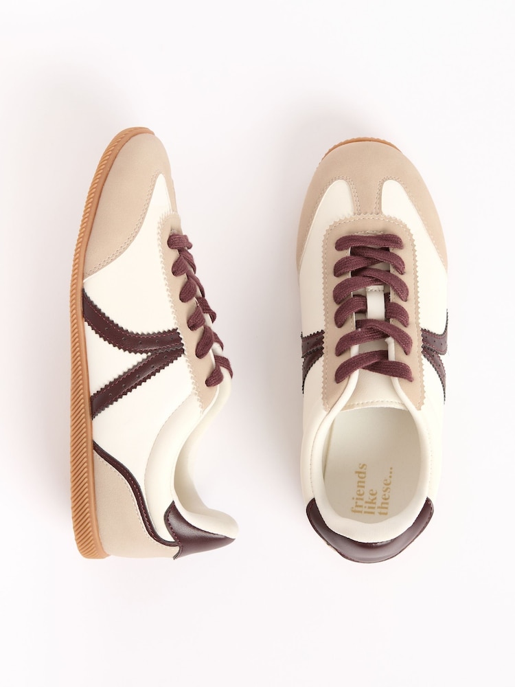 Friends Like These White Slim Runner Lace-Up Retro Gumsole Sports Trainers - Image 1 of 5