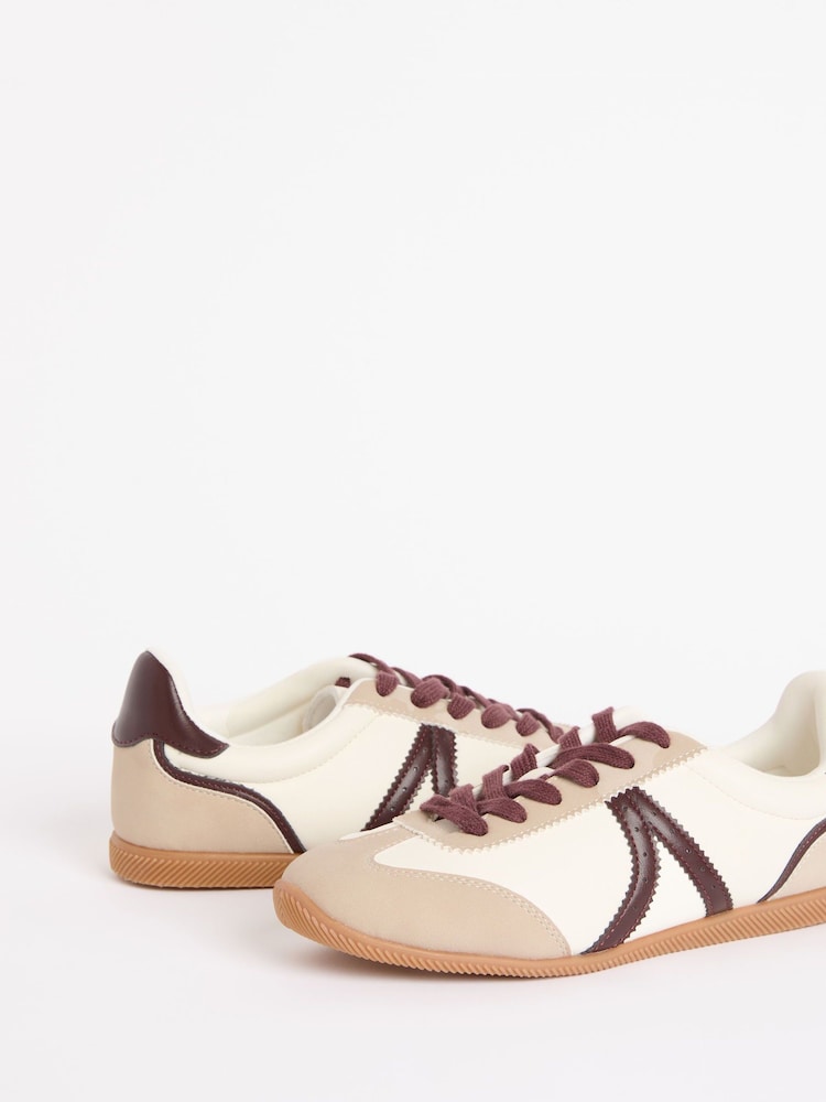 Friends Like These White Slim Runner Lace-Up Retro Gumsole Sports Trainers - Image 2 of 5
