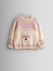 JoJo Maman Bébé Reindeer FairIsle Embroidered Jumper - صورة 1 من 3
