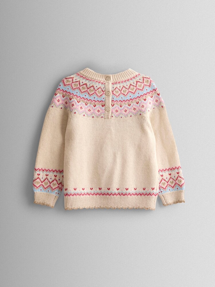 JoJo Maman Bébé Reindeer FairIsle Embroidered Jumper - صورة 3 من 3