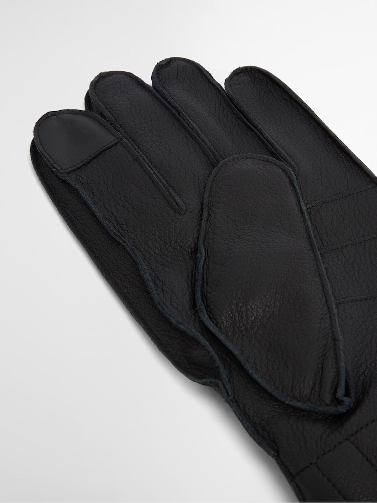 Barbour® Black Leather Utility Gloves - Image 2 of 4