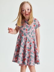Polarn O Pyret Pink Strawberry Print Dress - Image 2 of 5