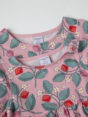 Polarn O Pyret Pink Strawberry Print Dress - Image 5 of 5