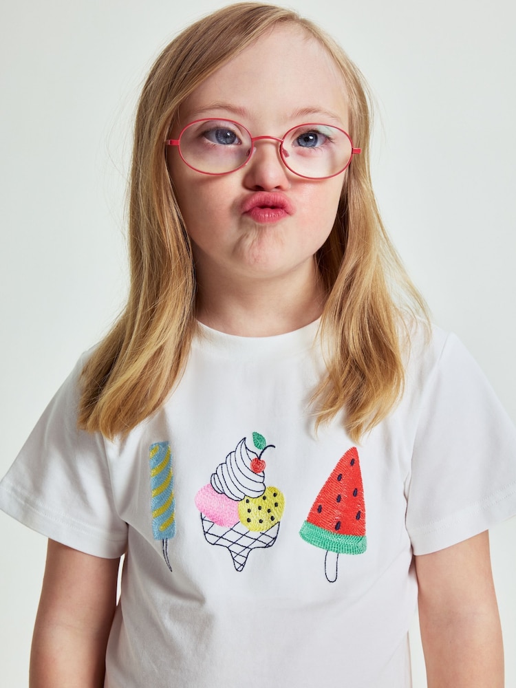 Polarn O Pyret White Ice Cream Print T-Shirt - Image 1 of 4