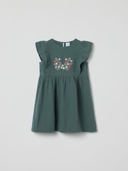 Polarn O. Pyret Green Embroidered Cotton Dress - Image 3 of 5