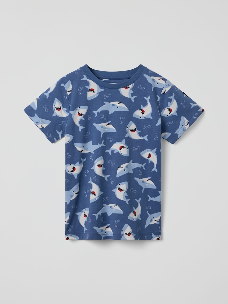 Polarn O Pyret Blue Shark Print T-Shirt - Image 1 of 3