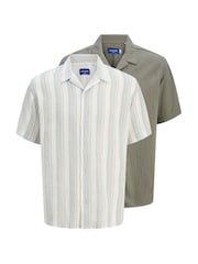 JACK & JONES Green Resort Collar 100% Cotton Shirts 2 Pack - Image 1 of 6