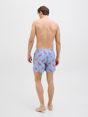JACK & JONES Blue Flamingo Print Swim Shorts - Image 2 of 3