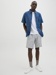 JACK & JONES Blue Linen Blend Chino Shorts - Image 1 of 5