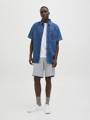 JACK & JONES Blue Linen Blend Chino Shorts - Image 3 of 5