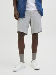 JACK & JONES Blue Linen Blend Chino Shorts - Image 4 of 5