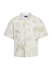 JACK & JONES White Oversized 100% Cotton Embroidered Shirt - Image 1 of 2