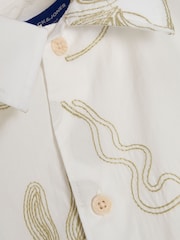JACK & JONES White Oversized 100% Cotton Embroidered Shirt - Image 2 of 2