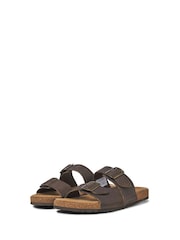 JACK & JONES Brown Leather Buckle Sandals - Image 1 of 6