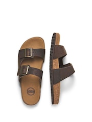 JACK & JONES Brown Leather Buckle Sandals - Image 4 of 6