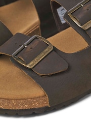 JACK & JONES Brown Leather Buckle Sandals - Image 5 of 6