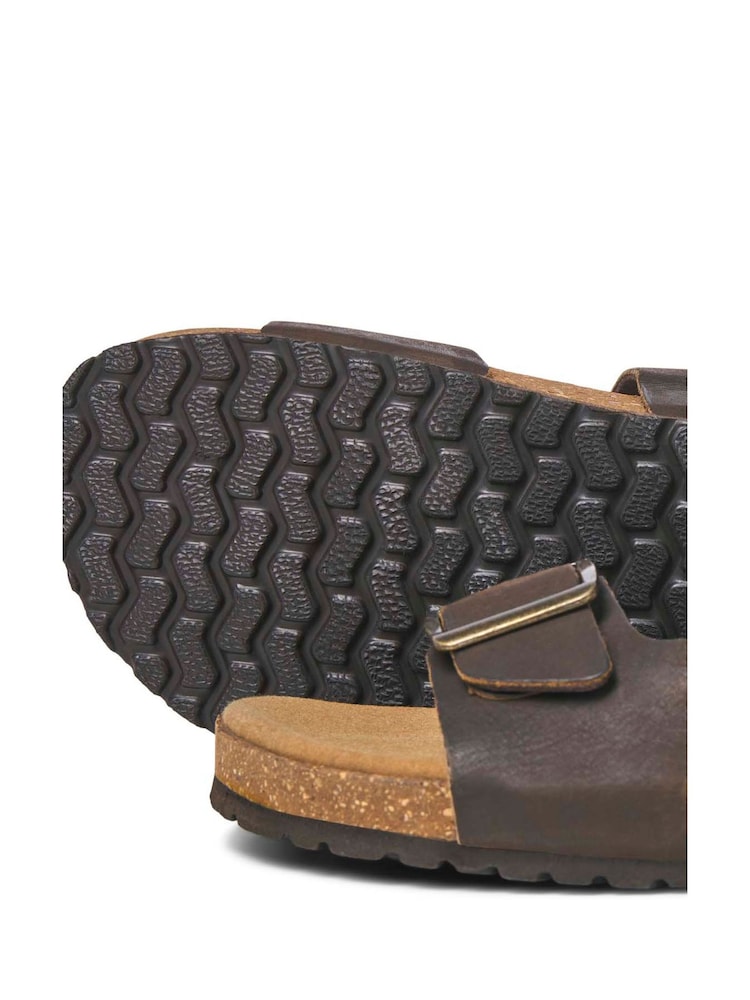 JACK & JONES Brown Leather Buckle Sandals - Image 6 of 6