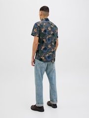 JACK & JONES Grey Hawaiian Resort Short Sleeve 100% Cotton Shirt - Image 2 of 6