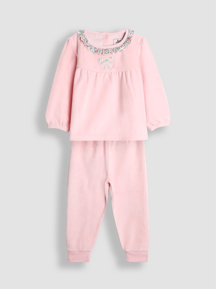 JoJo Maman Bébé Pink Bow Character Appliqué Jersey Pyjamas - Image 1 of 5 JoJo Maman Bébé Pink Bow Character Appliqué Jersey Pyjamas - Image 1 of 5