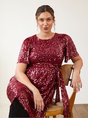 JoJo Maman Bébé Red Sequin Maternity Mini Dress - Image 3 of 10