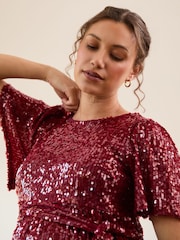 JoJo Maman Bébé Red Sequin Maternity Mini Dress - Image 4 of 10