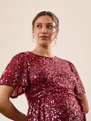 JoJo Maman Bébé Red Sequin Maternity Mini Dress - Image 5 of 10