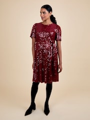 JoJo Maman Bébé Red Sequin Maternity Mini Dress - Image 6 of 10