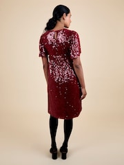 JoJo Maman Bébé Red Sequin Maternity Mini Dress - Image 8 of 10