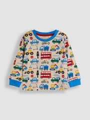 JoJo Maman Bébé Blue Transport Mix And Match 2 Pack Pyjamas - Image 6 of 10
