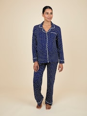 JoJo Maman Bébé Navy Spot Maternity Button Through Pyjama Set - Image 5 of 10
