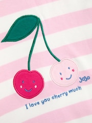 JoJo Maman Bébé Pink Cherry 2 Pack Jersey Pyjamas - Image 11 of 11
