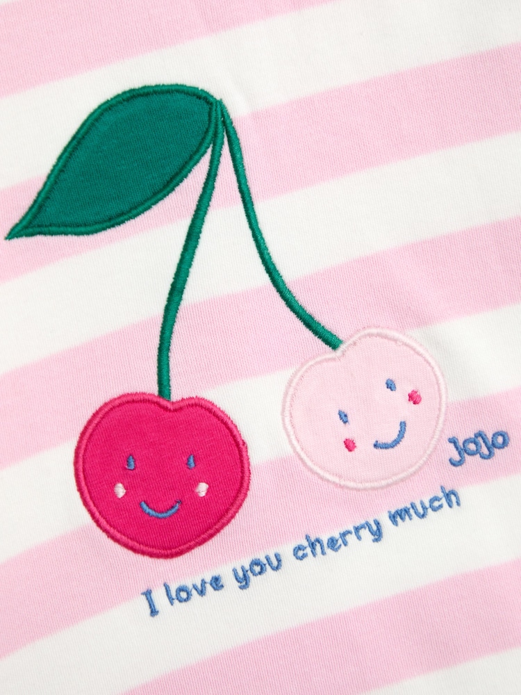 JoJo Maman Bébé Pink Cherry 2 Pack Jersey Pyjamas - Image 11 of 11