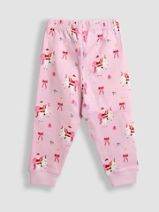 JoJo Maman Bébé Pink Christmas Unicorn Print Glow In The Dark Jersey Pyjamas - Image 6 of 7