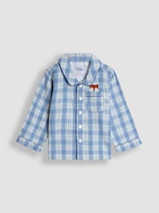 JoJo Maman Bébé Blue Fox Woven Check Character Pyjamas - Image 2 of 6