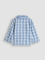 JoJo Maman Bébé Blue Fox Woven Check Character Pyjamas - Image 3 of 6