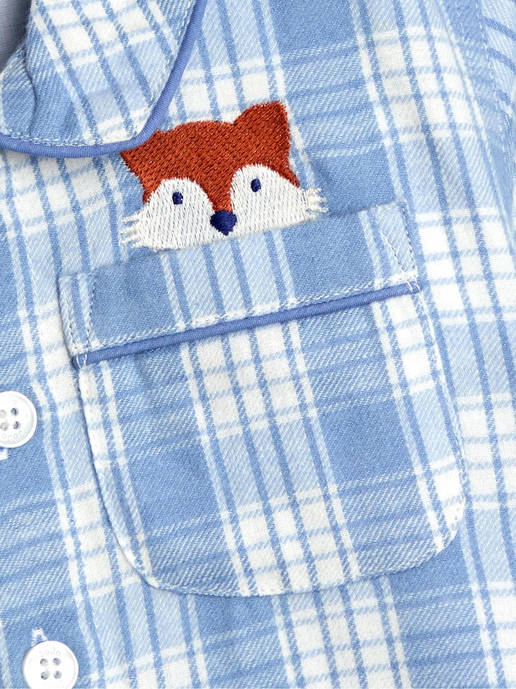 JoJo Maman Bébé Blue Fox Woven Check Character Pyjamas - Image 6 of 6 JoJo Maman Bébé Blue Fox Woven Check Character Pyjamas - Image 6 of 6