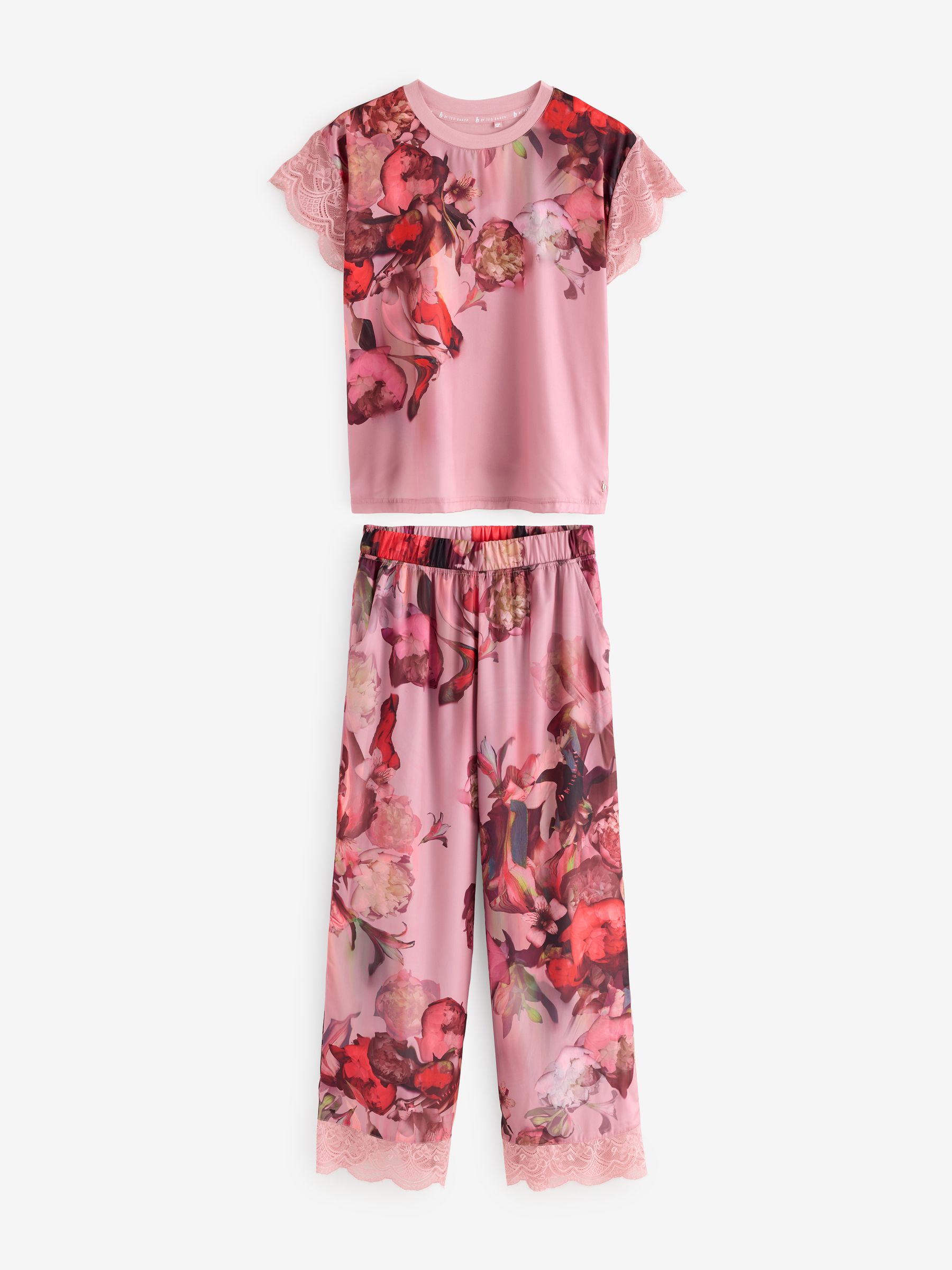 Buy B by Ted Baker Pink Floral Satin Jersey Pyjamas from Next Romania