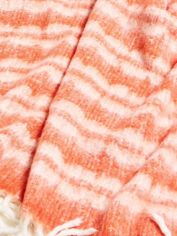 Oliver Bonas Orange Amina Reversible Check Cosy Throw - Image 4 of 6