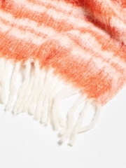 Oliver Bonas Orange Amina Reversible Check Cosy Throw - Image 5 of 6